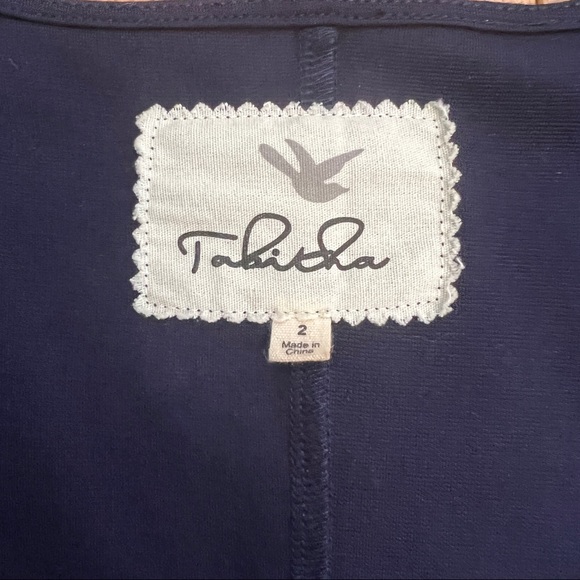 Anthropologie - Tabitha - Navy Bright Chevron Fit and Flare Dress - 2 - Picture 8 of 9